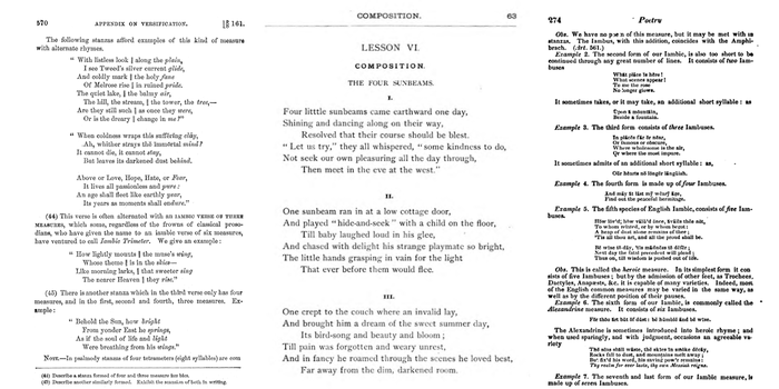 Side by side comparison of 3 pages of poetry