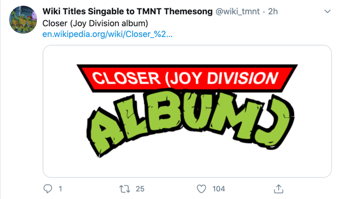 Closer (Joy Division Album) rendered in TMNT logo font
